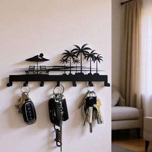 Tropical Style Key Holder Wall Mount with 7 Hooks Key Hanger Home Office Decor